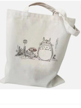 Studio Cartoon My Neighbor of Totoro Bus LARGE Canvas Book Tote Shoulder Bag